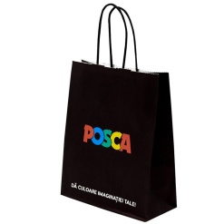 Punga cadou Colorarte 23770, B5, 18x22x8cm, 90g/mp, neagra, manere din hartie rasucita, personalizata POSCA