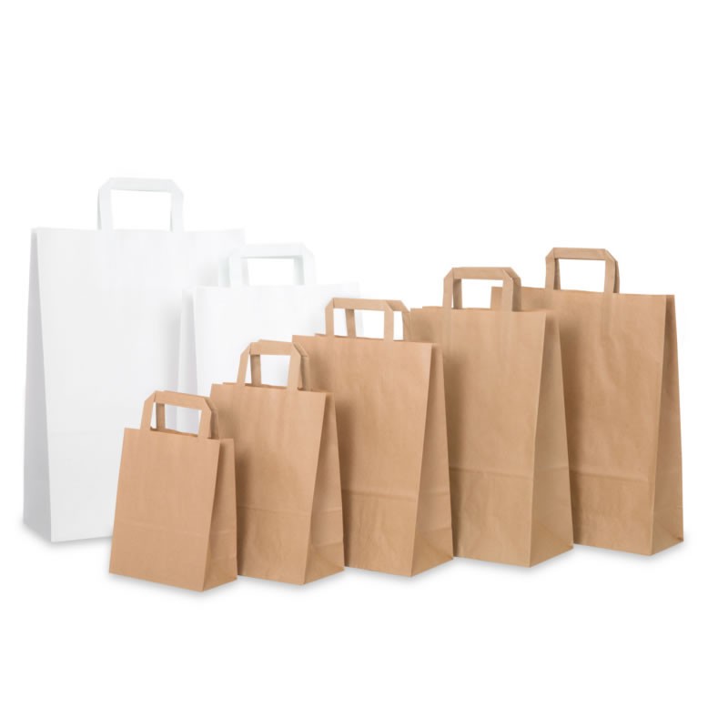 Punga hartie Colorarte 50942, 32x27x16cm, 90g/mp, alba, manere din banda hartie, pentru catering