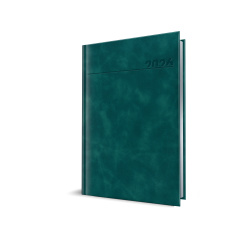 AGENDA DATATA A5 352PAG PREMIUM DELUXE CHIA COPERTA PIELE SINTETICA VERDE PETROL FOLIO ARGINTIU 2026