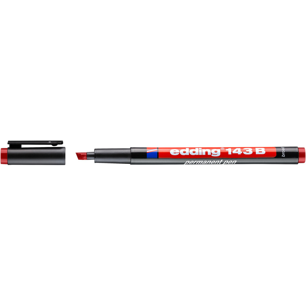 Marker permanent edding 143 B, corp plastic, varf tesit, 1-3 mm, rosu