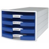 Suport plastic cu 4 sertare pt. documente, HAN Impuls 2.0 (open) - gri deschis - sertare albastre - imagine 2