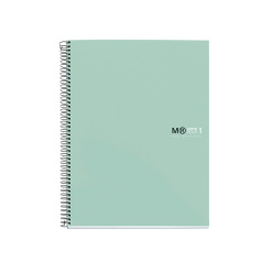 Caiet cu spira  Miquelrius Original, A4, matematica, 80 file, coperta cu tratament antiviral si antibacterian, aqua