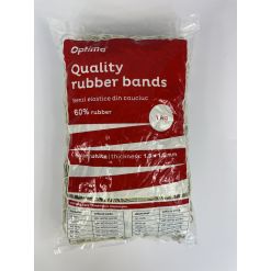 Elastice pentru bani, 60% cauciuc, 1kg/punga, D 50, grosime 1.5mm x 1.5mm, Optima - albe