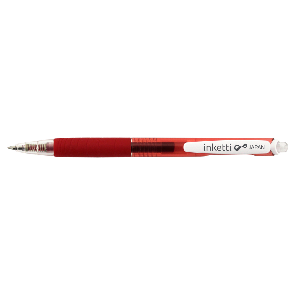 Pix cu gel PENAC Inketti, rubber grip, 0.5mm, corp rosu transparent - scriere rosie - imagine 2