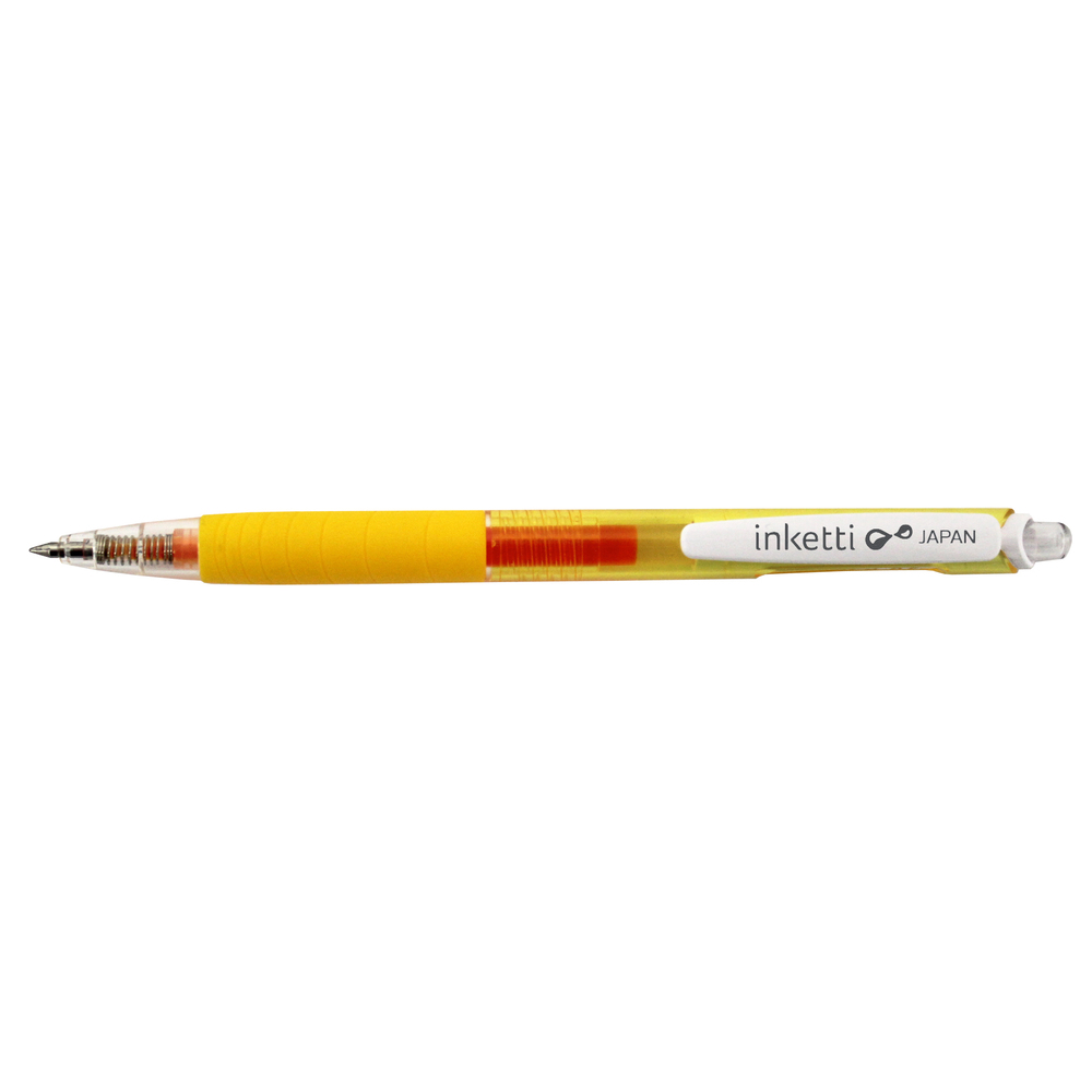 Pix cu gel PENAC Inketti, rubber grip, 0.5mm, corp galben transparent - scriere galbena - imagine 2