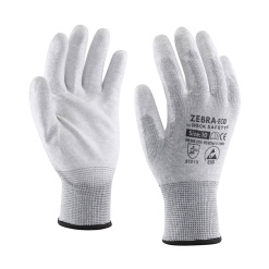Manusi ESD Zebra-Eco, palma imersata PU, marimea 6