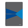Caiet cu spira A4 Leitz Office, carton laminat FSC, 90f, matematica, albastru