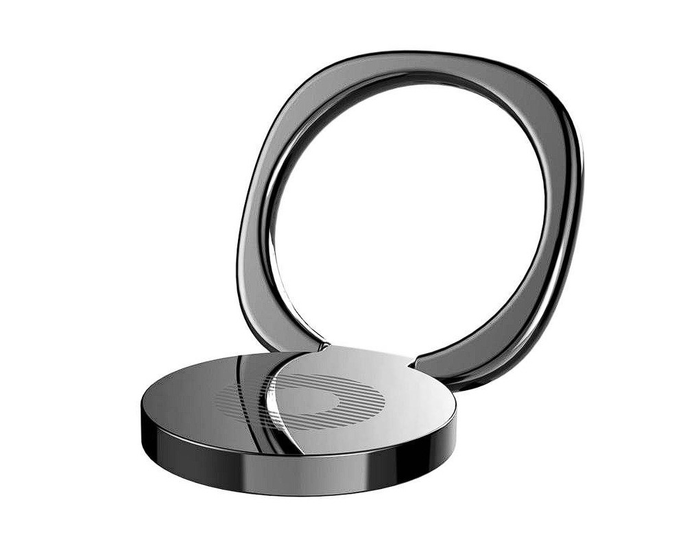 SUPORT Telefon Baseus Privity, inel metalic pentru o prindere sigura si suport orizontal telefon, pliere 180 grade, ofera posibilitatea asezarii pe un suport magnetic, negru "SUMQ-01" - 6953156251700