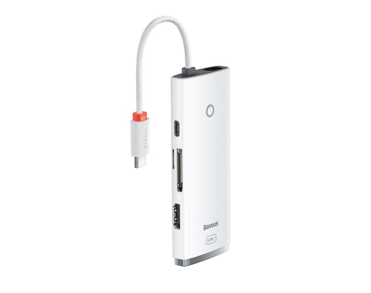 DOCKING Station Baseus Lite, conectare PC USB Type-C, USB 3.0 x 2, USB Type C x 1 PD, HDMI x 1/4K/30Hz, card reader SD/microSD, alb "WKQX050102" (timbru verde 0.18 lei) - 6932172606350 - imagine 3