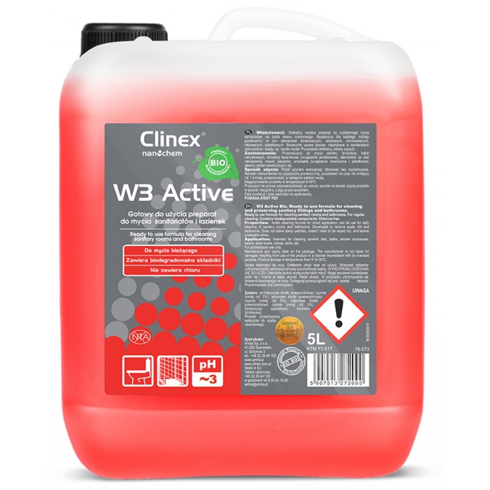 Clinex W3 Active Bio, 5 litri, detergent lichid pentru curatare toalete si bai - imagine 2