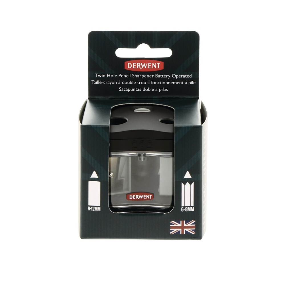 Ascutitoare electrica dubla DERWENT Professional, cu baterii, pentru birou, neagra - imagine 2