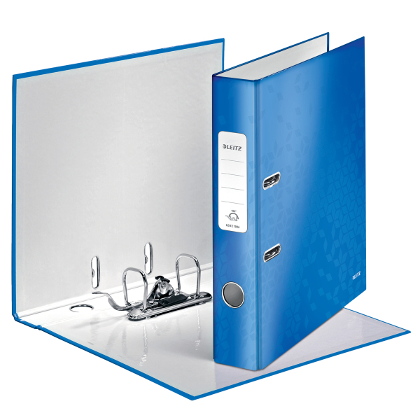 BIBLIORAFT PLASTIFIAT 5.2 CM ALBASTRU METALIZAT WOW LEITZ - imagine 2