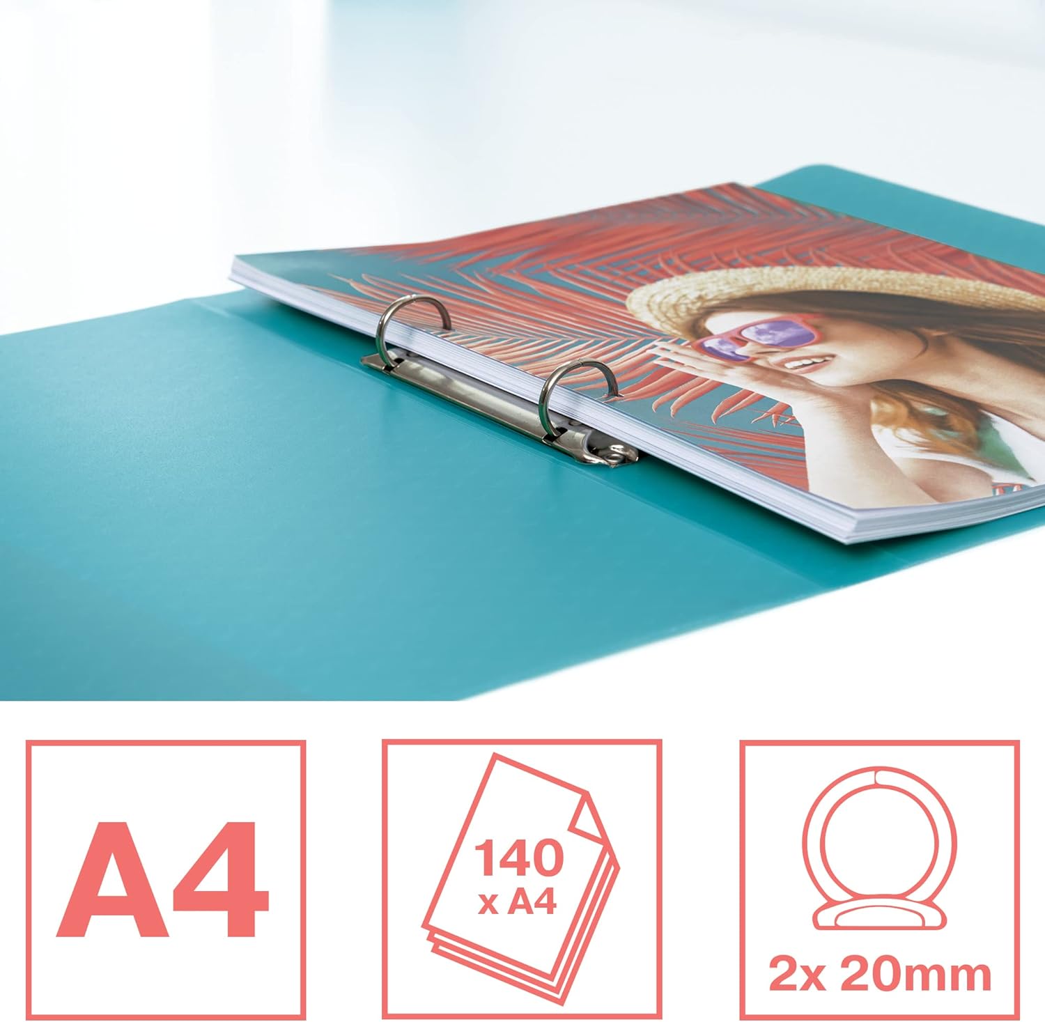 CAIET MECANIC A4 2 INELE 25MM/32MM COPERTA FLEXIBILA ALBASTRU COLOUR'BREEZE ESSELTE - imagine 2