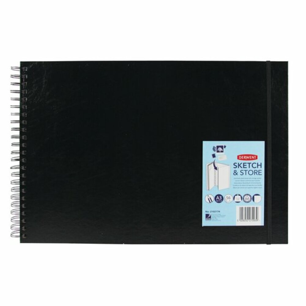 Caiet pentru schite si desen DERWENT Professional, A3, cu spira, 56 coli, 165gsm, mapa inclusa, hart - imagine 2