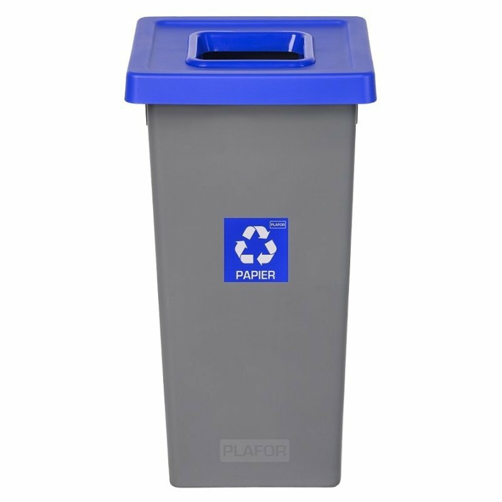 Cos plastic reciclare selectiva, capacitate 20l, PLAFOR Fit - gri cu capac albastru - hartie - imagine 2