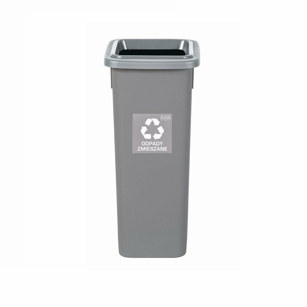 Cos plastic reciclare selectiva, capacitate 20l, PLAFOR Fit - gri cu capac gri - altele - imagine 2