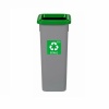 Cos plastic reciclare selectiva, capacitate 53l, PLAFOR Fit - gri cu capac verde - sticla - imagine 2
