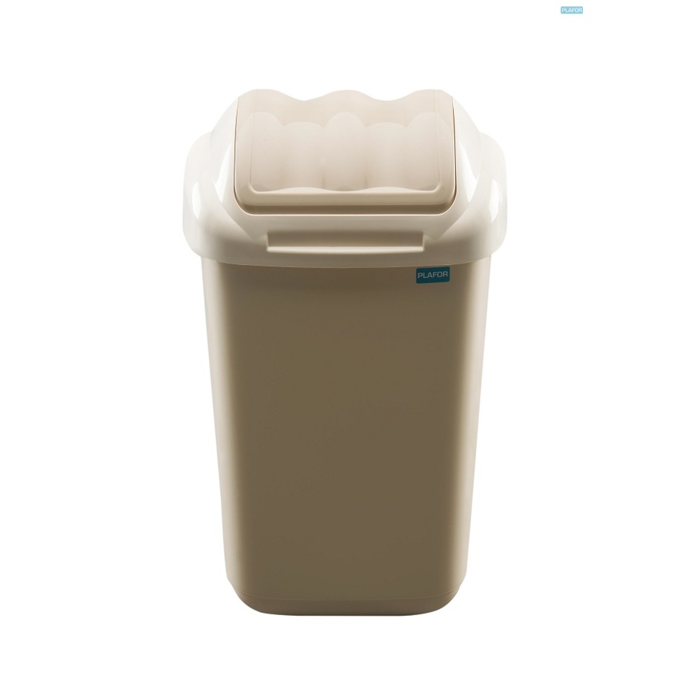 Cos plastic cu capac batant, pentru reciclare selectiva, capacitate 30l, PLAFOR Fala - cappuccino - imagine 2