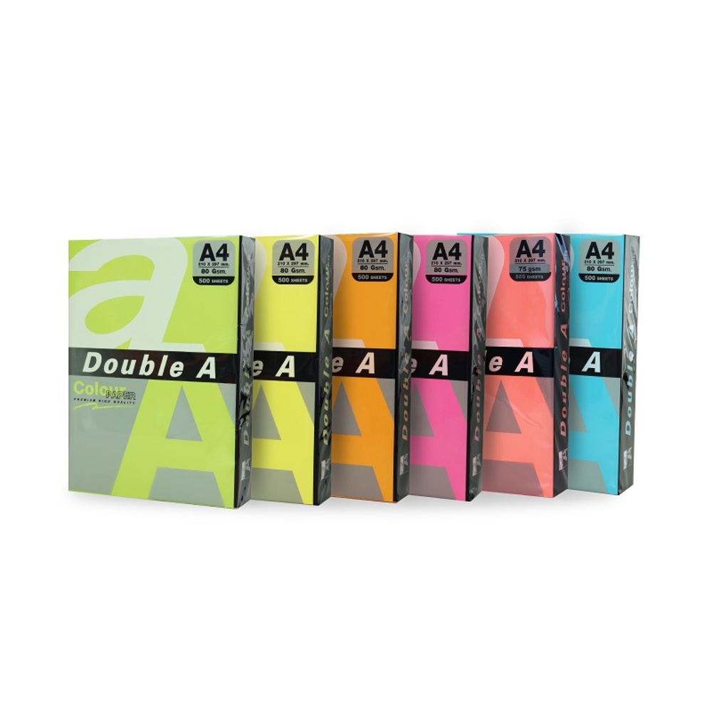 Hartie color pentru copiator A4, 80gsm, 100coli/top, Double A - 5 culori intense asortate - imagine 2
