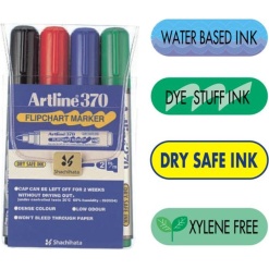 Alternative view of Flipchart marker ARTLINE 370 - Dry safe ink, corp plastic, varf rotund 2.0mm, 4 culori/set