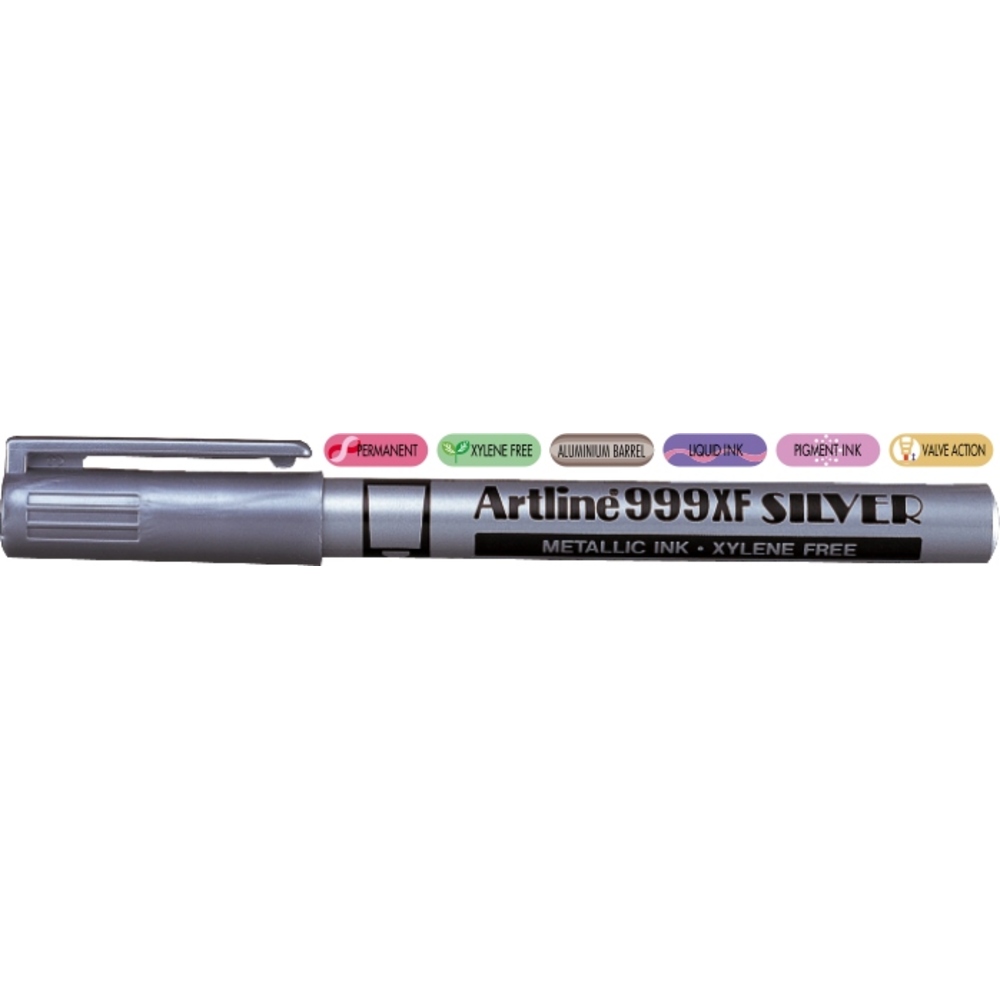 Marker cu vopsea ARTLINE 999XF, corp metalic, varf rotund 0.8mm - argintiu - imagine 2