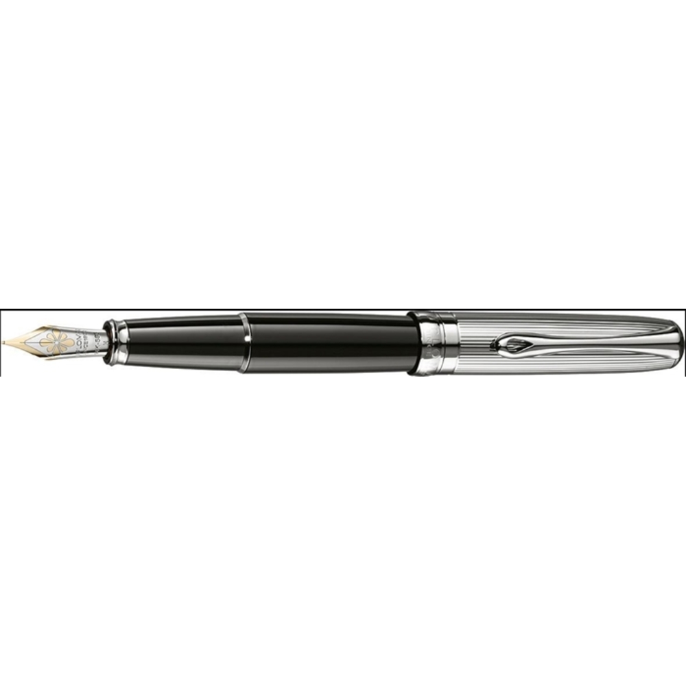 Stilou Diplomat Excellence A, cu penita M, aurita 14kt.- Guilloche Chrome black - imagine 2