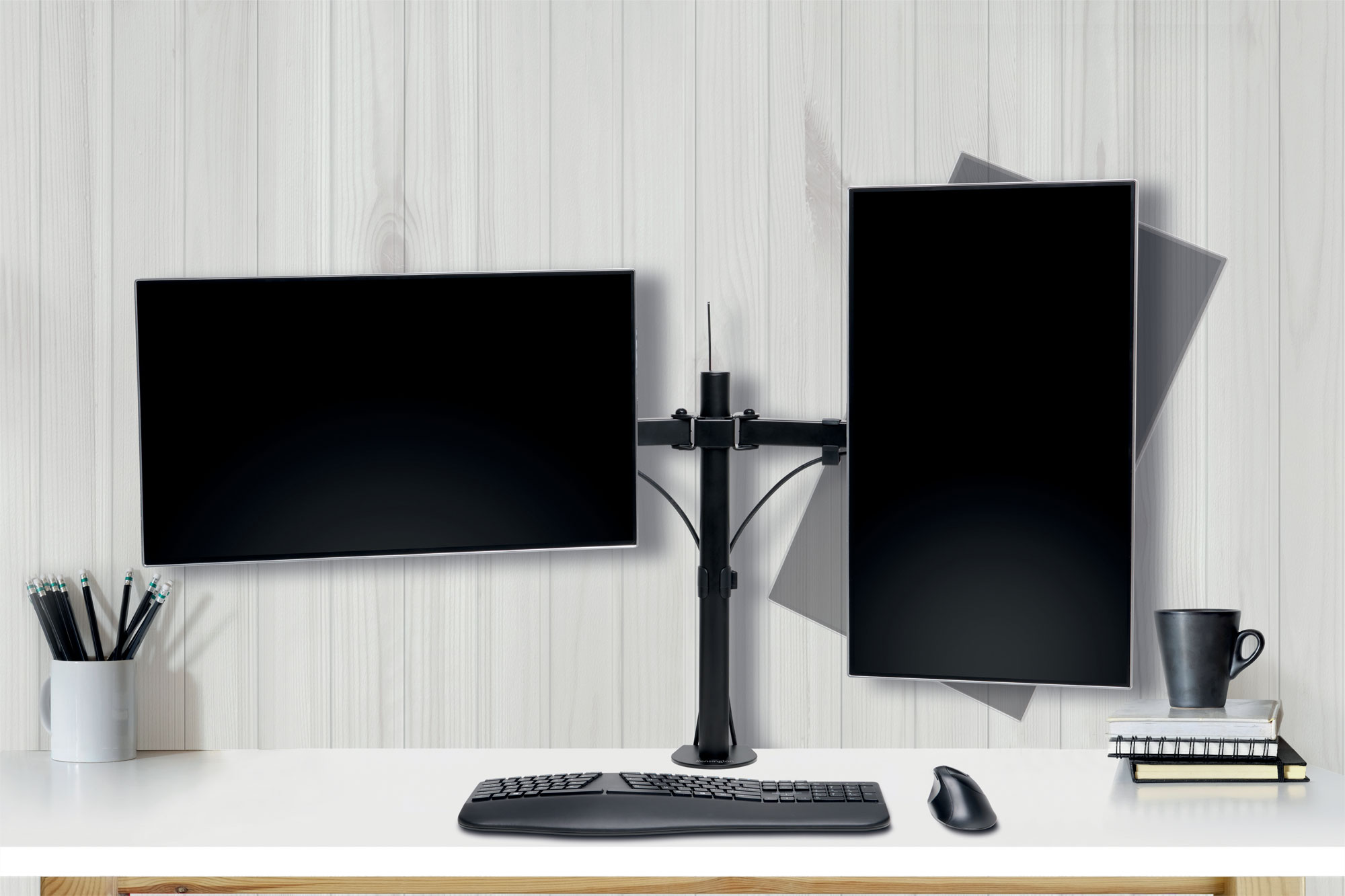 SUPORT MONITOR SMARTFIT 2 BRATE AJUSLABILE NEGRU KENSINGTON - imagine 2