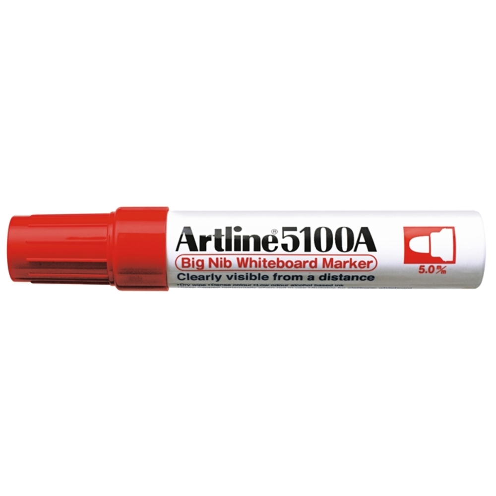 Marker pentru tabla de scris ARTLINE 5100A, corp metalic, varf rotund 5.0mm - rosu - imagine 2