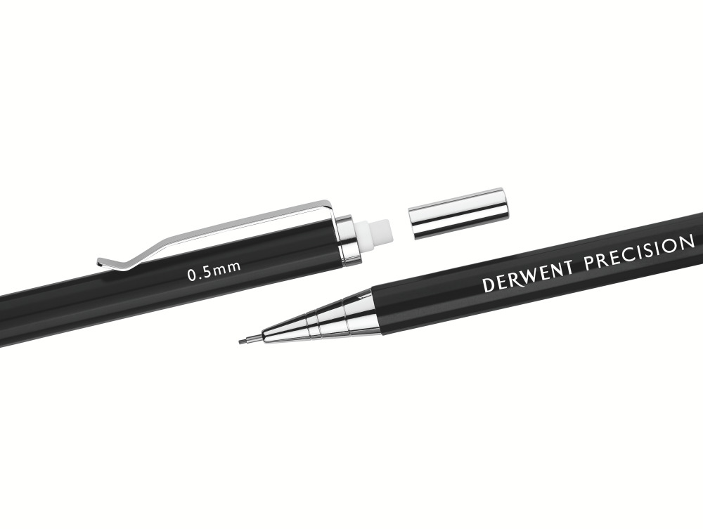 BLISTER CREION MECANIC 0.5MM PROFESIONAL NEGRU +MINE + 2 RADIERE DERWENT - imagine 5