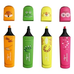 Textmarker Keyroad Jungle KR972176, varf tesit, pentru copii, set 4 culori fluorescente (galben, verde, orange, roz)