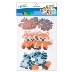Forme decorative - hartie gumata autoadeziva - animale padure, diverse culori, set 14 buc, Craft with Fun, 463732