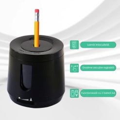 Ascutitoare electrica Eagle TY49USB, alimentare USB / 2 baterii AA neincluse, 1 orificiu, 6-8mm, plastic, alb