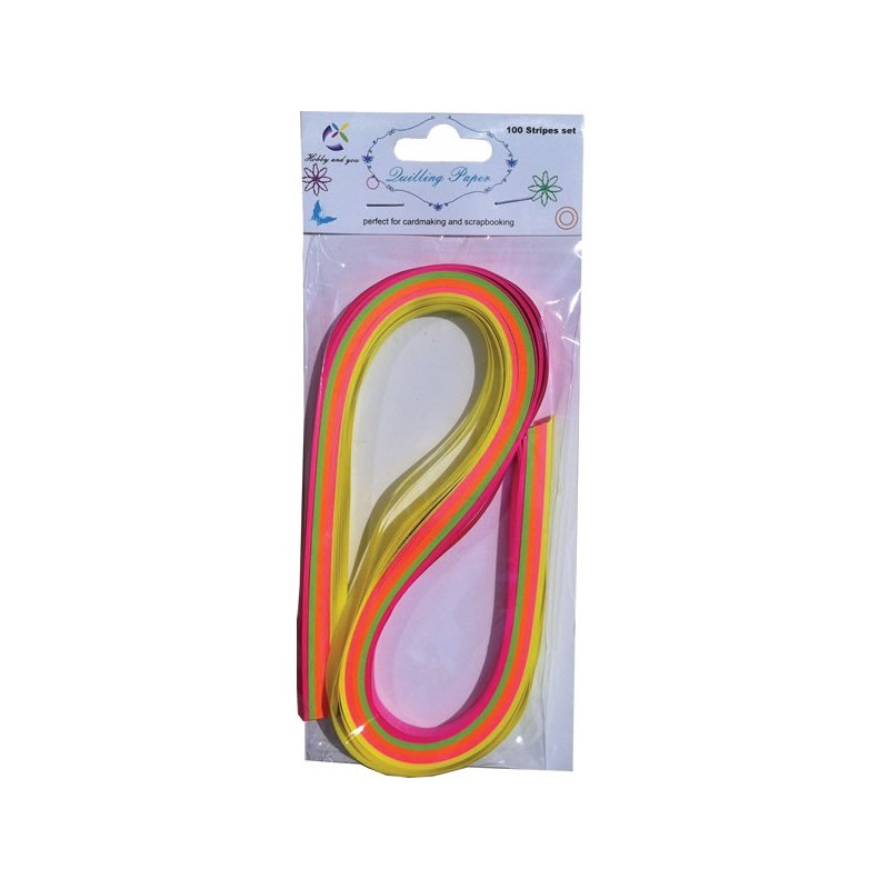 Hartie quilling, 1x50cm, diverse culori, neon, set 100 buc, CNX, FS-XX