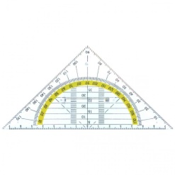 Echer 16 cm, cu raportor 180 grade, plastic transparent, ALCO