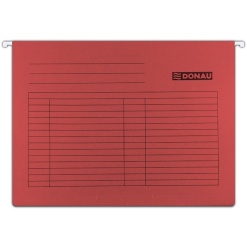 Dosar suspendabil cu eticheta, bagheta metalica, carton 230g/mp, 5 buc/set, DONAU - rosu