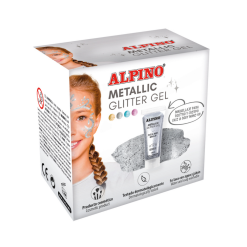 Make-up lichid, 14ml, ALPINO Metallic Glitter - argintiu