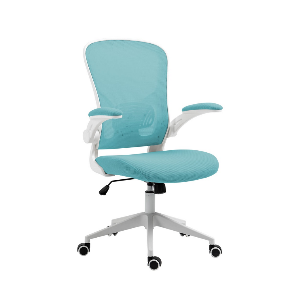 Scaun de birou, brate plastic, rotile, mesh textil/stofa, Office Products Chios - turcoaz/alb