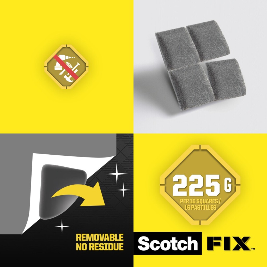 Benzi dublu adezive montare interior repoziționabile, 64 buc/pachet, 3M Scotch-Fix™ - imagine 5