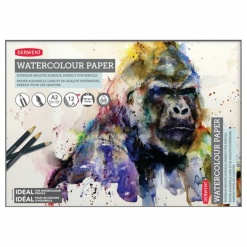 Caiet pentru desen pe baza de apa DERWENT Proffesional, A2, 12 coli, 300gsm, hartie alba