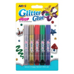 Lipici lichid cu sclipici, confetti, set 5 buc, Amos, GCL10B5