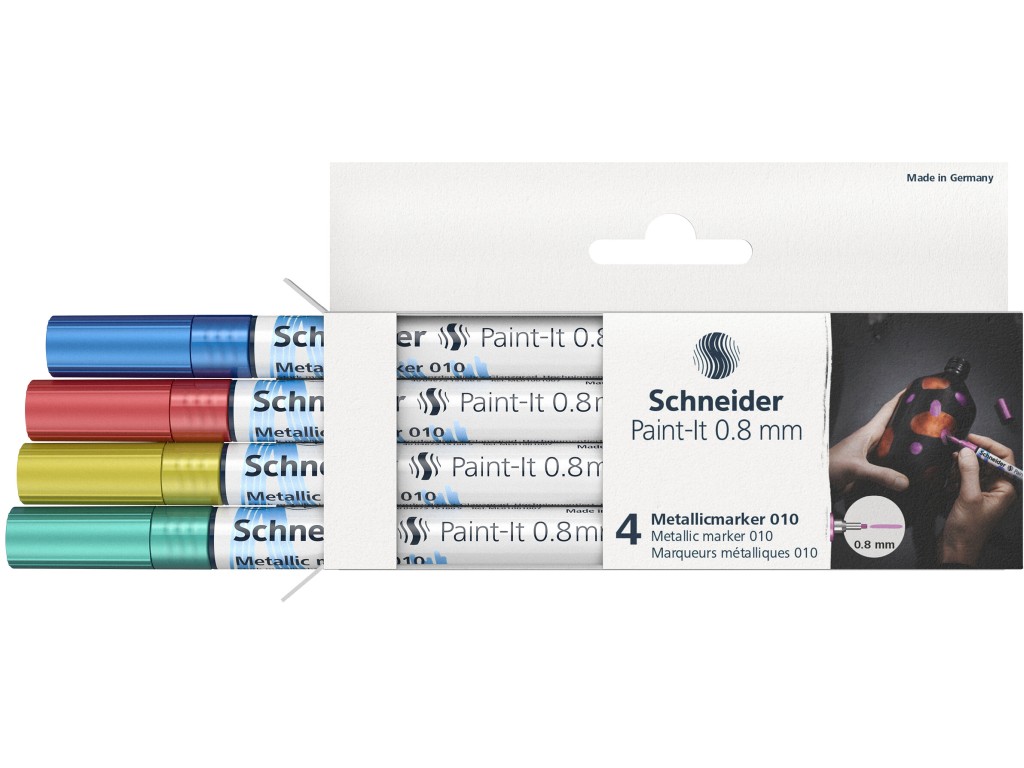 Marker metalic Schneider Paint-It 010 0,8 mm 4 buc/set2 - imagine 2