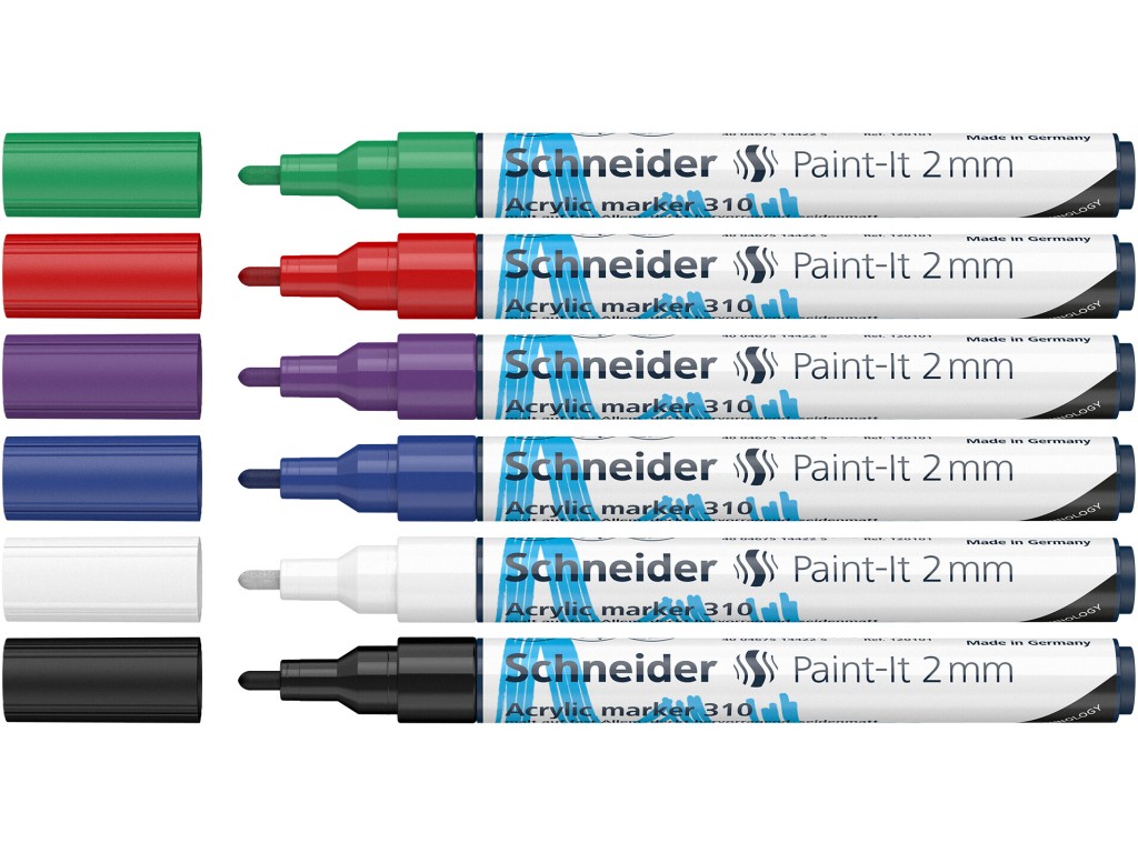 Marker cu vopsea acrilică Paint-It 310 2 mm Schneider 6 buc/set1 - imagine 2