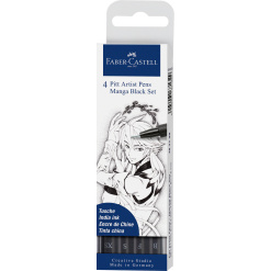 PITT ARTIST PEN MANGA SET 4 NEGRU FABER-CASTELL