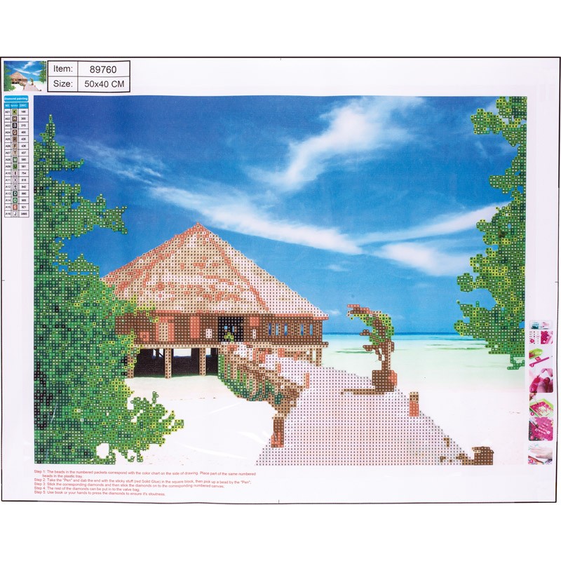 Kit mozaic cu pietre acrilice pe canvas ocean 40x50 cm
