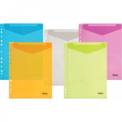 Plic plastic A4 vertical cu perforatii clapa in V 10 buc/set