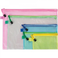 Plic plastic tip DL cu insertii de panza  semi-transparent inchidere cu fermoar 10 buc/set