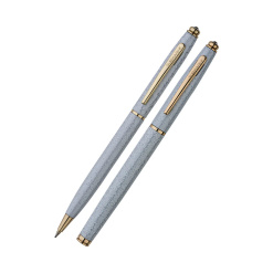 Set pix si roller Crystal 1003White, cu mecanism, mina culoare albastru, varf din otel inoxidabil de 0,6 mm