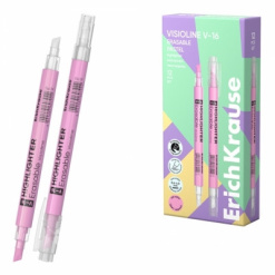 Text marker cu doua capete Erichkrause Visioline V-16, culoare pink. 12 buc/cutie