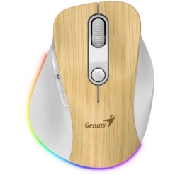 MOUSE Genius "Ergo 9000S Pro”, Mini-Size, Duo-Mode (BT+2.4GHz), Wireless, Rechargeable, RGB Light, Pine Wood, "31030039407" (timbru verde 0.18 lei)