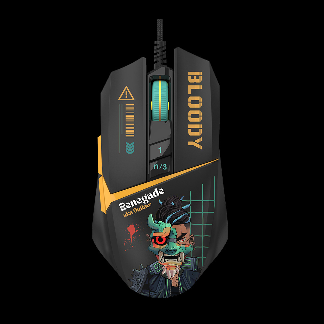 Mouse A4Tech, gaming, Bloody RGB Animation Backlit USB Renegade Midnight, "W63Max Renegade Midnight", (timbru verde 0.18 lei) 4711421 000536 - imagine 2